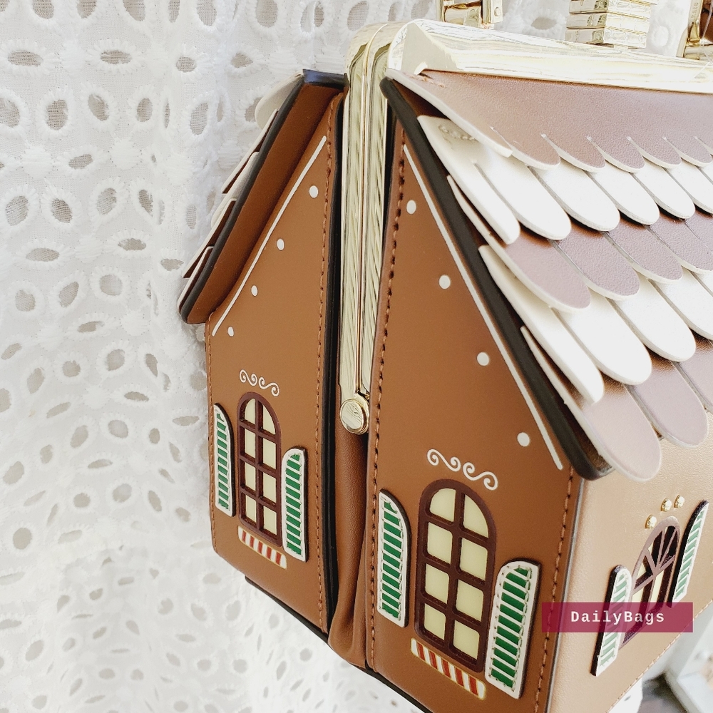 BEAUTIFUL KATE SPADE GINGERBREAD HOUSE CROSSBODY SATCHEL BROWN CHRISTMAS HOLIDAY - Picture 6 of 6